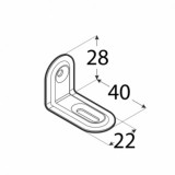 Leņķis mēbelēm 40x28x22x1.0mm, dzelteni cinkots