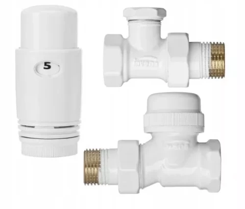 Termostatiskais komplekts taisns, balts struktūrveida