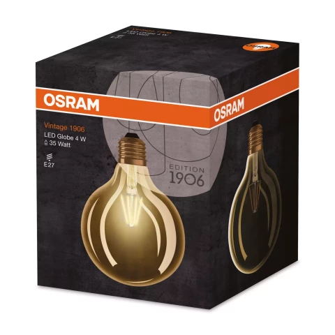Spuldze OSRAM LED 4W 410lm 2400K E27 VINTAGE 1906 G120 zelta krāsā CLG