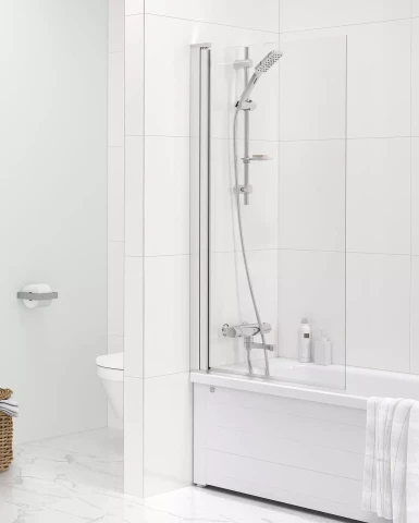 Vannas sieniņa dušai, uzstādīšana uz vannas malas, 80 cm, Gustavsberg GB51SRBD80CR