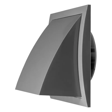 Вентиляционная решетка пластмассовая, 148x153mm, ø100mm, внешняя, с обратным клапаном, серый