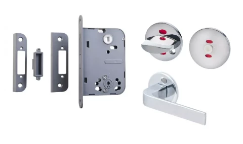 Slēdzenes komplekts magnētiskais WC ar rokturi un aizgriezni, hroms