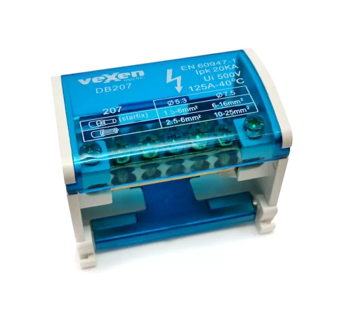Sadales spaiļu bloks DIN 2x7poles 125A/500V VEXEN