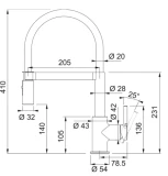 Franke virtuves izlietnes maisītājs Lina Semi Pro, izvelkams uzgalis, melns/hromēts, 115.0626.085