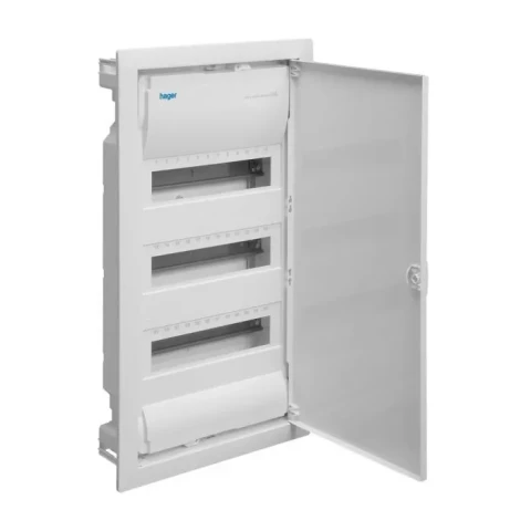 Modular box HAGER VOLTA in the wall metal doors 3 line each by 12 modules size 615x335x90 мм