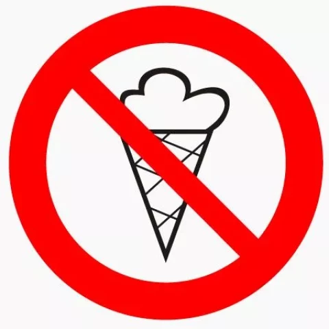 Sticker ''No entry with ice cream'' D 10cm