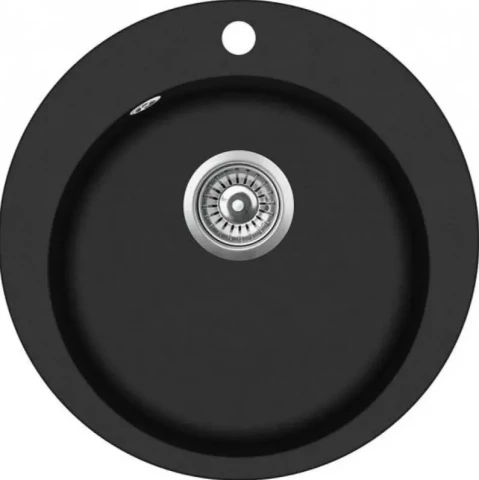AQUASANITA Virtuves izlietne SR100-601W 505x505mm iebūvējama Granīta melna ar ventili