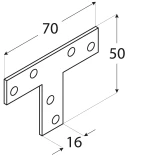 T veida savienotājs 70x50x16x2.0 mm