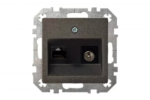 LIREGUS EPSILON antracīts rozete TV+RJ45 bez rāmja