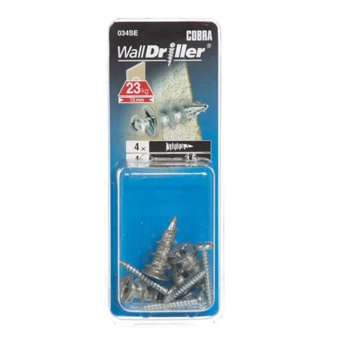 WALL DRILLER dībelis cinka 3.5mm+skrūve, 4gab/iep