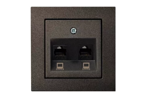 LIREGUS EPSILON rozete 2xRJ45 6.cat. bez rāmja antracīts