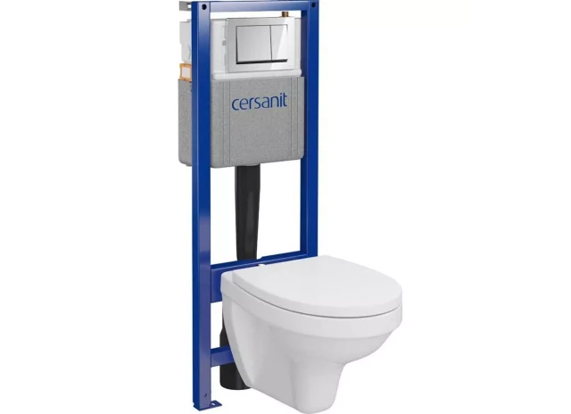 Встроенный комплект для унитаза Cersanit - рамка System40, кастрюля Delfi с крышкой SC, кнопка Enter II, хром