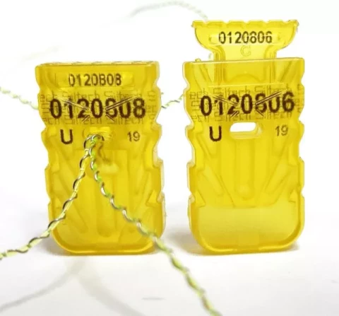 Plastikāta aizspiežama plomba HS206, ar numuru