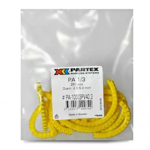 Marķēšanas atzīme PA 1/3 dzeltena 2.5-5mm 250gab/iep: 3