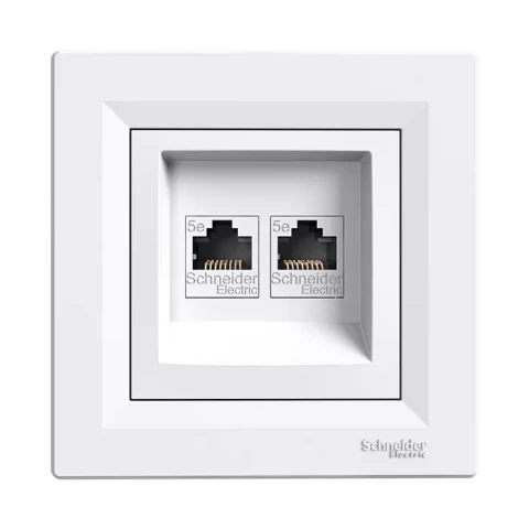 ASFORA Rozete 2-vietīgs RJ45 CAT-5 ar rāmi balta EPH4400121