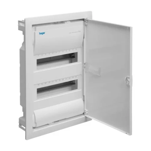 Modular box HAGER VOLTA in the wall metal doors 2 line each by 12 modules size 490x335x90 мм