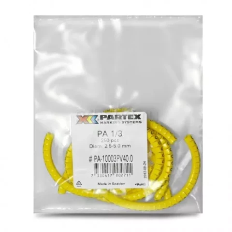 Marķēšanas atzīme PA 1/3 dzeltena 2.5-5mm 250gab/iep: 0