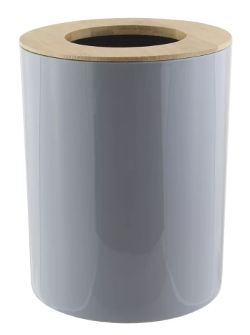 Atkritumu tvertne PP apaļa ar bambusa vāku, pelēka xx