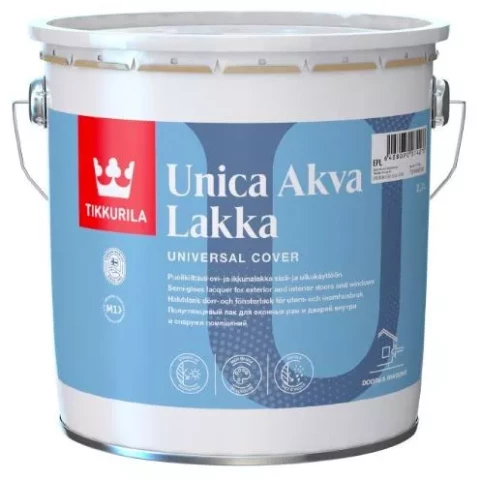 Tikkurila UNICA AKVA LAKKA EPL 2.7L Laka durvīm un logiem pusspīdīga