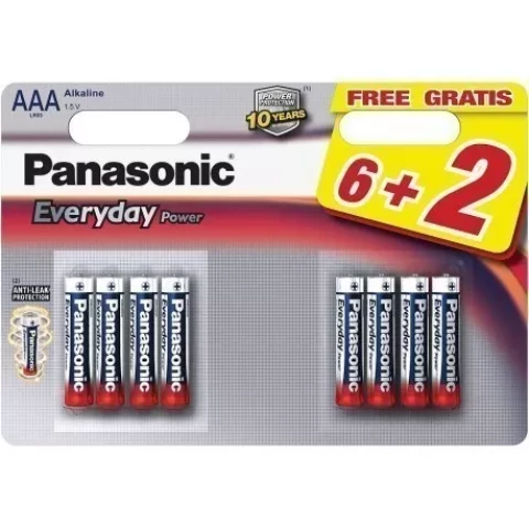 BATTERY PANASONIC EVERYDAY POWER AAA 6+2PCS./PACK 