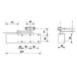 Door closer with standard arm, silver