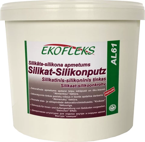 Ekofleks AL61 Dekoratīvais apmetums, silikāta-silikona bāze "akmentiņš", 1,5mm 25kg (bāze)
