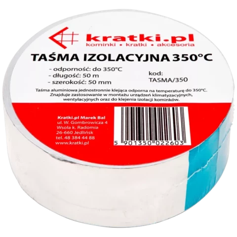 Kratki alumīnja lenta 50mm x 50m, izturība līdz 350'C