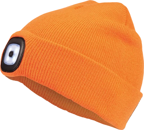 Adīta cepure ar LED spuldzi spilgti oranža