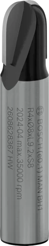 Полукруглая двухсторонняя фреза HM, R=4 мм, длина 9,5 мм, хвостовик 8 мм, Bosch (2608628367)