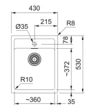 FRANKE izlietne SID 610-40 620x50 cm manual 31/2" ventilis Arktis weiss, 114.0499.970