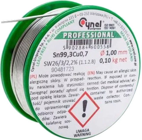 Lodalva Sn99,3Cu0,7-1.1.3/3.0% Ø 1,0 mm 100 gr.(Cu1)