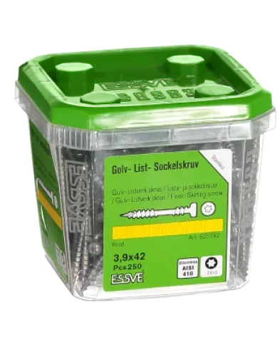 Līstu/cokolu/grīdas skrūv.koka sijām 3,9X42A2-250gab. ESSVE 505742