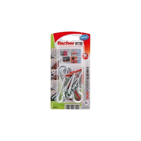 FISCHER Universāli divkomponentu dībeļi ar āķi 6x30 RH K 6gab/iep 61-35013B