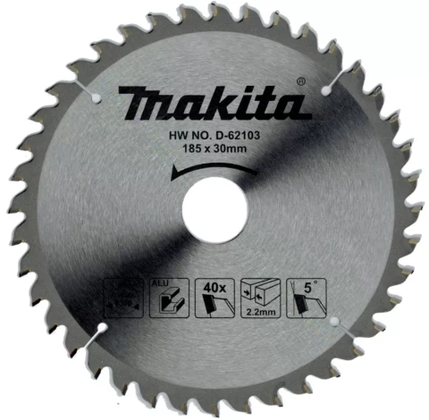 Saw Blade 185x30x2.2mm 40T Alumīnijam, Makita D-62103