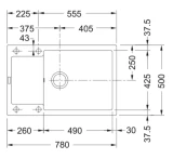 FRANKE fragranīta virtuves izlietne pelēka MRG 611-78 XL+ ventilis 78x50cm 114.0479.030