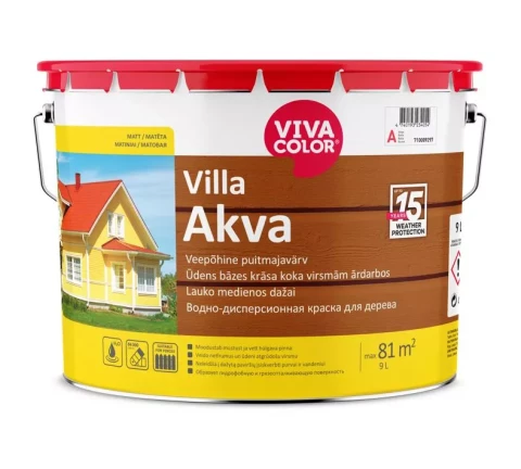 Vivacolor VILLA AKVA A 9L Akrila krāsa koka fasādēm
