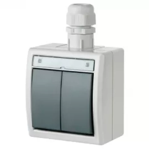 Slēdzis 2-viet Aquant v/a  IP65 pelēks