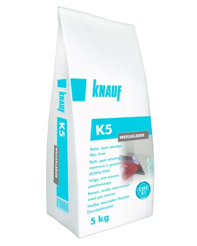 Knauf K5 balta, elastīga flīžu līme 5kg