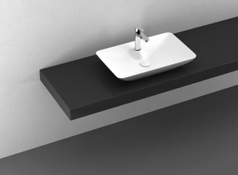 Uzliekama izlietne galda virsmai SistemaY Clear 65x39.5cm Matt White