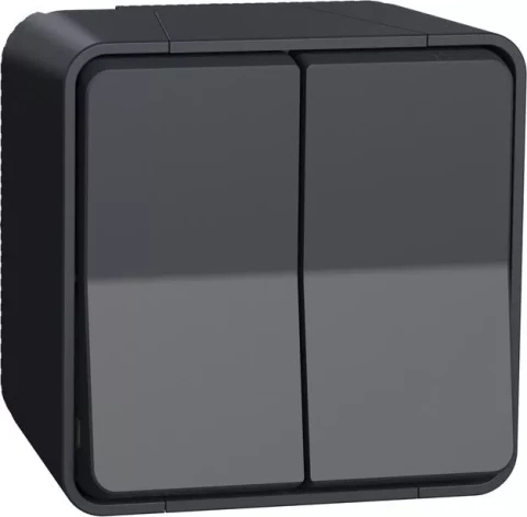 Переключатель 1+1 10A IP55 антрацит Mureva