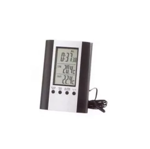 Termometrs digitālais  istabas+āra+pulkstenis