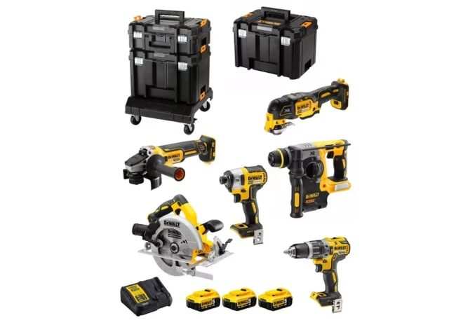 Akum. Instrumentu komplekts (6 instrumenti) 18V 3x5.0AH + lādētājs DeWALT DCK685P3T-QW