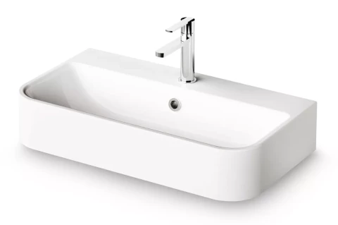 Stone sink SAMBA 70 695x375mm with brackets white