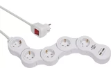 Pagarinātājs ar zemējumu un slēdzi 5 kontaktligzdas +2 USB 1,5m 1,5mm2 Brennenstuhl Vario Power