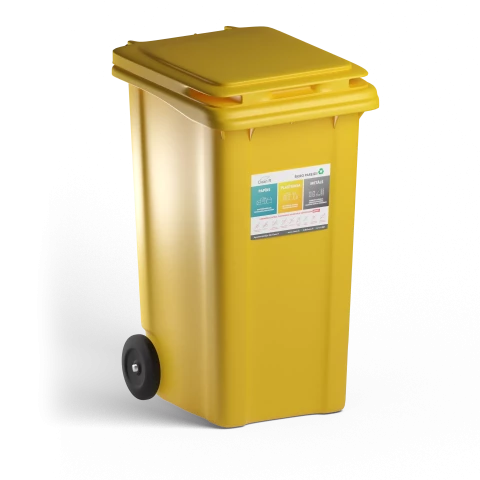 Atkritumu tvertne 110L šķirošanai, dzeltena