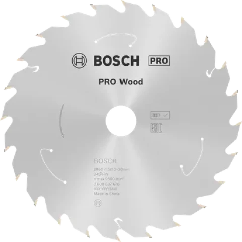 Zāģripa kokam PRO Wood 160 x 20/15.875 x 1.5/1.0mm T24 BOSCH 2608837676