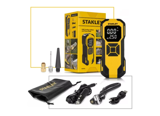 Elektriskais pumpis, kompresors 10Bar 12V Powerbank 6000mAh, lukturis Stanley SXIF0101