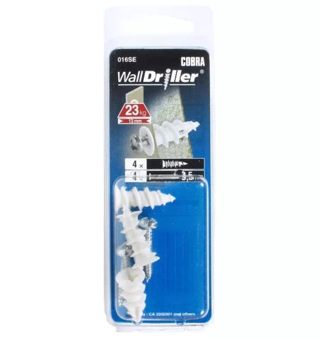 WALL DRILLER dībelis neilona 3.5mm+skrūve, 4gab/iep