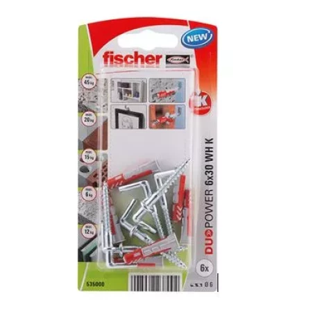 FISCHER Universāli divkomp.dībeļi ar āķi 6x30 WH K 6gab 61-53500B
