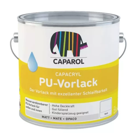 Caparol PU-Vorlack B1 2.4L Водоразбавляемый полиуретано-акриловый лак для деревянных и грунтованных поверхностей